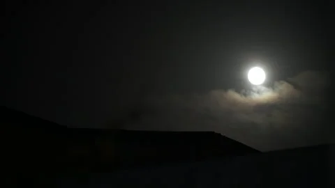 Full moon. Clouds pass in front of the moon Stock Footage 244810643