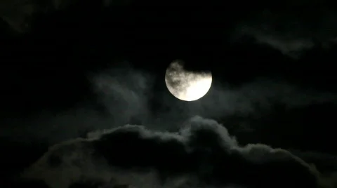 Full moon with clouds passing Stock Footage