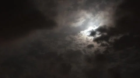 Full Moon with Clouds Passing, HD Stock Footage