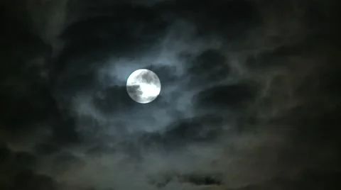 Full Moon With Clouds Passing, time lapse Stock Footage 46424871