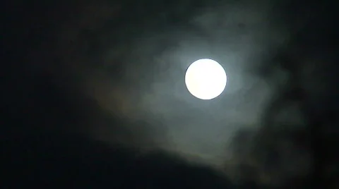 Full moon with clouds three Stock Footage 80377