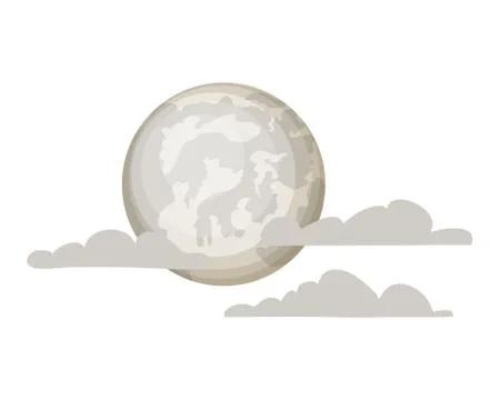 Full moon with clouds on white background Ilustração Stock