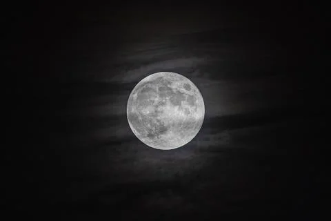 Full moon with cloudy background. Beaver Moon. Night photo with full circle moon Stock Photos
