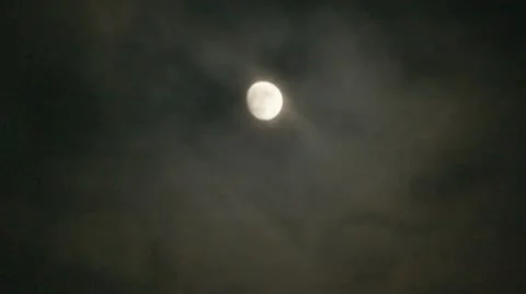 Full Moon In Cloudy Night Sky (real time) Stock Footage 20500514