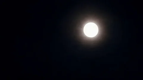Full Moon in Cloudy Night Sky Stock Footage 71487689