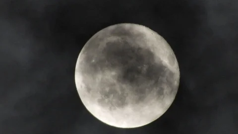 Full Moon in cloudy night sky. Close up  4k video Stock Footage 95645568