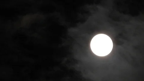 Full Moon in cloudy night sky. Close up  4k video Stock Footage 95645973