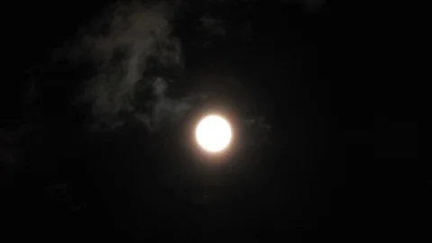 Full Moon in cloudy night sky. Close up  4k video Stock Footage 95646422