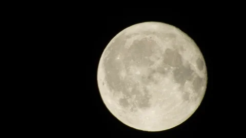 Full Moon in cloudy night sky. Close up  4k video Stock Footage 95647267