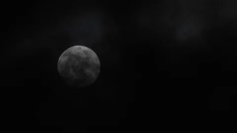 Full moon in cloudy sky, black clouds covering the moon in accelerated camera Stock Footage 116509309