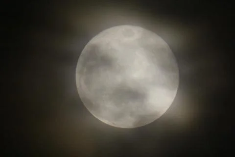 Full Moon Covered with Clouds Stock Photos