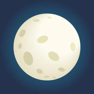 Full moon on dark blue background. Cartoon style Ilustração Stock