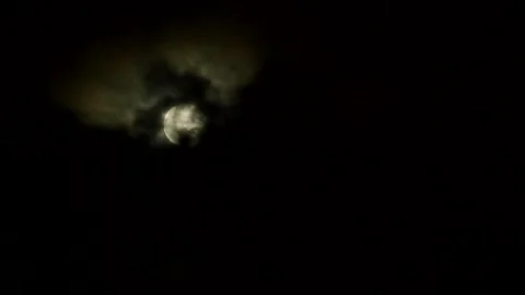Full moon with dark cloud in the night, countryside Chiangmai province  Thailand Stock-Footage 247264595