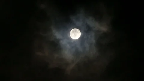 Full moon dark clouds gradually covered. Stock Footage 95836002