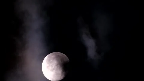 Full moon in the dark night sky. Vertical video Stock Footage 250352634