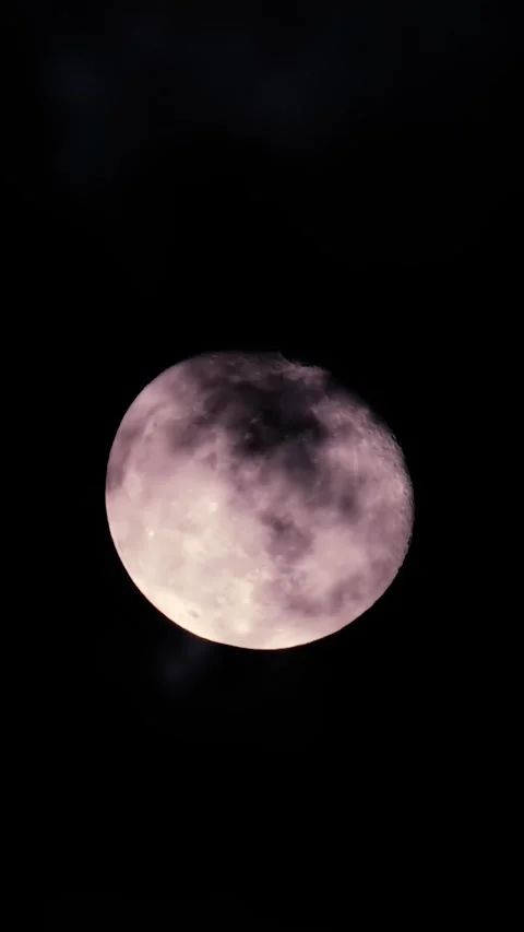Full moon in a dark sky with clouds at night. Astrology concept. Vertical video Stock Footage 248350623