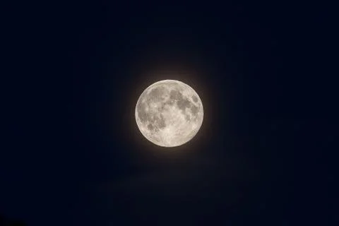 Full moon on deep blue sky Stock Photos