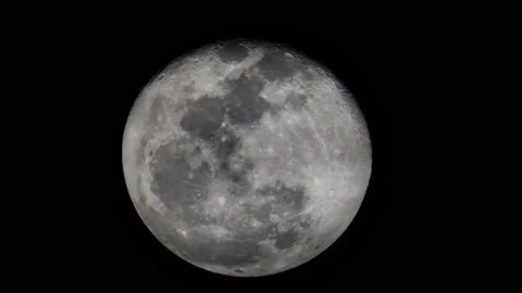 Full moon detail showing the surface craters Stock Footage 153656863