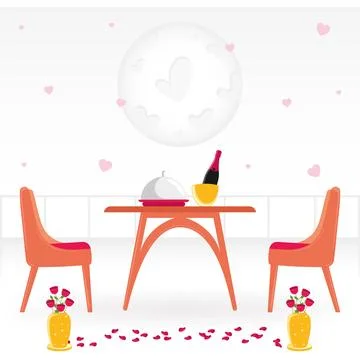 Full moon dinner date. Vector Ilustração Stock
