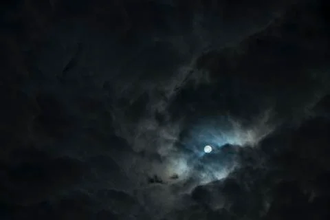 Full moon in dramatic night sky Stock Photos
