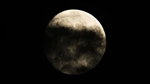 Full Moon Drifting Through Dark Night Clouds in the Night Sky Stock Footage 342112917