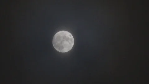 Full Moon During a Snowfall Stock Footage 70597959
