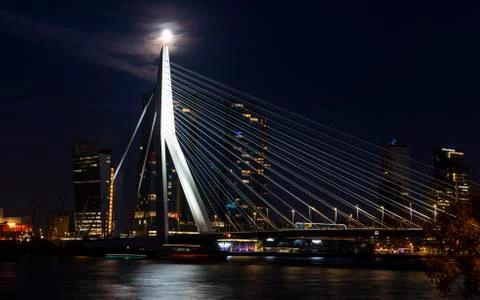 Full Moon Erasmusbrug Stock Photos