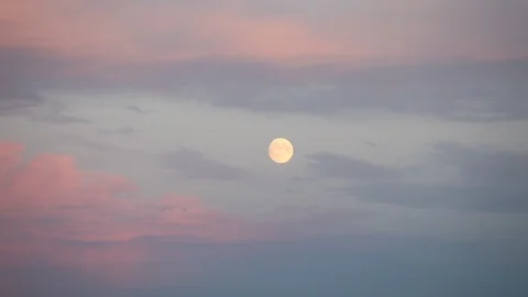 Full moon at evening cloudy sky Stock Footage 87635558