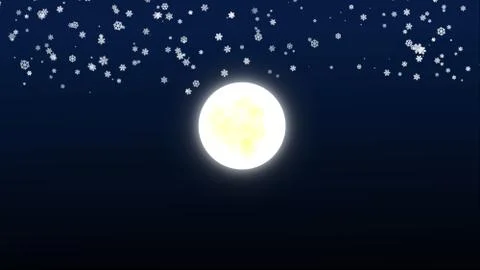 Full moon fall snow at night Illustrazione stock
