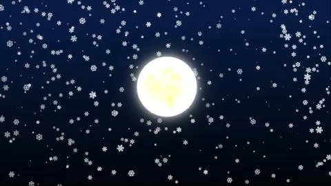 Full moon fall snow at night Stock Illustration