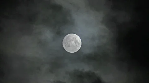 Full Moon with Fast Moving Clouds in Dark Sky at Night 1920x1080 Stock Footage 29795261