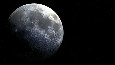 Full moon globe from space with sunlight Ilustração Stock