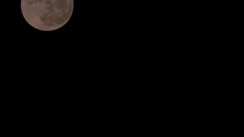 Full Moon Glowing in Dark Night Sky Stock Footage 334413062