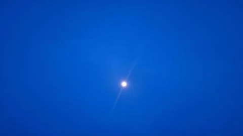 Full Moon Glowing Deep Blue Night Sky Stock Photos