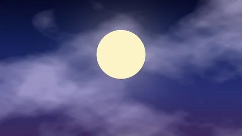 Full moon glowing through dark cloudy sky background Stock Illustration