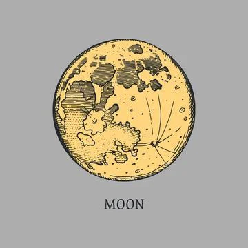 Full moon hand drawing Stock Illustration