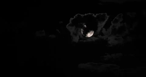 Full Moon inside clouds during night Stock Footage 249497283