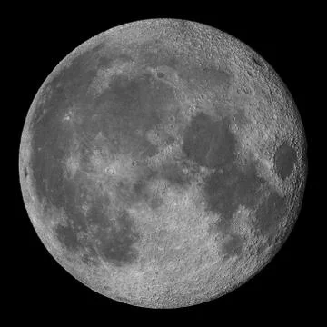Full Moon Isolated on Black Background Realistic 3D Illustration Ilustração Stock