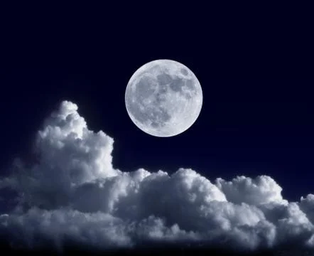 Full moon at its perigee in night sky Stock Photos