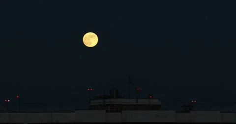 Full Moon A Large Moon In The Night Sky Video stock 132544808