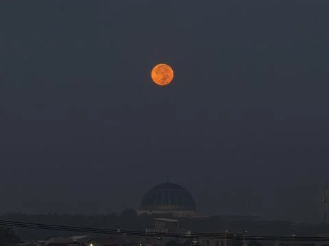 Full moon at largest also called supermoon Stock Photos