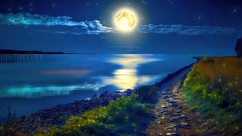 Full moon light at midnight Stock Footage 284748725