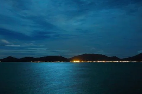 Full moon light over the ocean Foto stock
