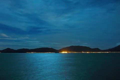 Full moon light over the ocean Foto stock