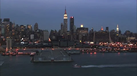 Full Moon Manhattan Island Stock Footage 40666803