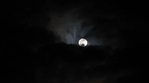 Full moon on mist night sky Stock Footage 8689151