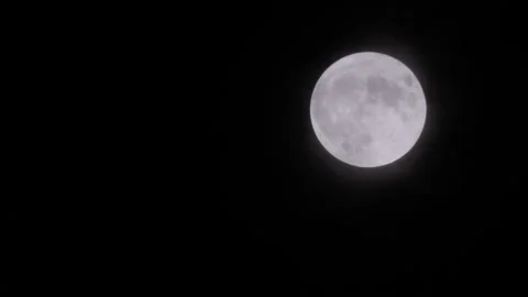 Full moon .Moon with clouds during storm at night.At night clouds pass by  Stock Footage 146155157