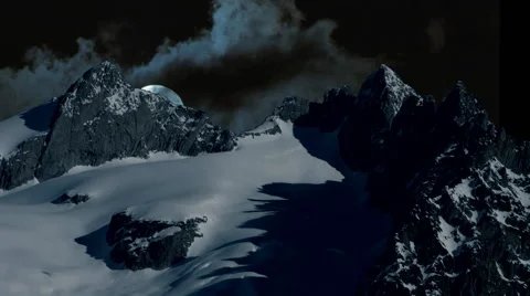 Full moon. moon raising. night sky. mountain panorama Video stock 64538311