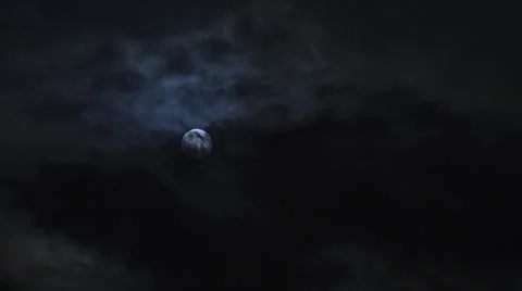 Full moon in Moonlight night behind clouds time lapse Stock Footage 24062154