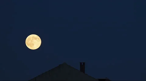 Full moon in Moonlight night time lapse and roof top Stock Footage 41763070